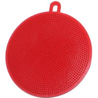Multi-purpose Safe Silicone Brush Cleaning Mat Pads Heat-Resistant Dish Washing Brush Cleaner Scrubb-Red