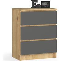 Kommode AKORD K60 Eiche Artisan 60 cm 3 Schubladen Front Graphitgrau B60 x H77 x T40 cm