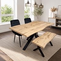 Kosy Koala Dining Table Set with 2 Black Chairs and 1 Bench Kitchen Dining Room Furniture