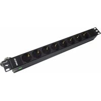 19″ Steckdosenleiste ohne Schalter BNS 3518 - 8 Schuko-Steckdosen, cable 1.8M, 16A, 3500W, Überlastschutz, Rackmount-Einbau, ideal für IT-Umgebungen.