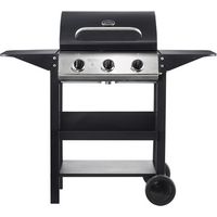 Muvip Barbacoas de Gas de la Marca Modelo Barbacoa Gas 3 Fuegos - 1209x586x1076mm - Rejillas esmaltadas, bandejas Laterales, termometro en Tapa - Color Negro