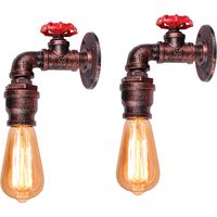 Wandleuchte Kerze, Vintage Industrielle Wasserrohr Wandlampe, Kreative Steampunk Art Lampe Decor E27 Fassung Innen für Wohnzimmer Schlafzimmer (Rost Rot) 2PCS