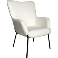 Fauteuil 70x79x98 cm en tissu bouclette blanc - JOFFRY