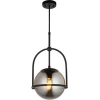 Merano Trieste Plafonnier suspendu Globe noir mat, verre miroir fumé