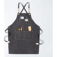 SABIR Tablier de Travail Hommes/Femme, Outil Tablier de Cuisine Sangle Ajustable Toile avec 3 Poches, Tablier d'Atelier de Menuiserie pour Barbeque Baker Menuiserie Tatoueur Barber Barman Peintre- gri
