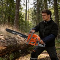Tronçonneuse à essence de 20 pouces, tronçonneuse à essence 58cc 2.4kw entraînée par la machine de découpe de bois, tronçonneuse à gaz à deux temps, 91 24 29cm