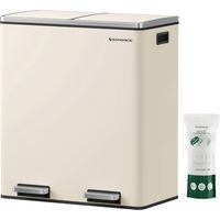 Songmics – Poubelle à pédale 2 compartiments 2 x 30L – Couvercles en plastique ABS – Seaux intérieurs en polypropylène – Mécanisme de fermeture douce