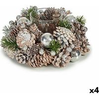 Weihnachtliche Kerzenhalter Krist+ Weiß Durchsichtig Silberfarben 19 x 9 x 19 cm (4 Stück)