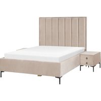 Schlafzimmer Set SEZANNE Samtstoff Taupe 140 x 200 cm
