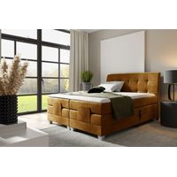 Boxspringbett Elektrisch Bett FRANCO 160x200cm in Stoff Fresh Senfgelb