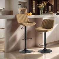 Tabourets de bar pivotants Braun pour salle à manger, lot de 2 – revêtement en velours, hauteur réglable, rotation à 360°