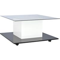 TABLE Design Moderne Verre Trempé LED Mobile Particle Board White+Black 80.00x80.00x40.00