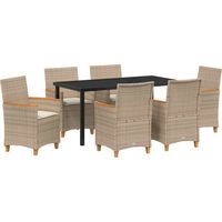 Maison Exclusive - Conjunto de Comedor de Jardín 7 pcs Beige ratá