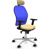 Jorquera sincro malla azul similpiel crema brazos 2D base aluminio cabecero 2D ruedas 65mm nailon
