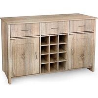 MOBILE DA ARREDO CON 3 CASSETTI 2 ANTE E VANI APERTI 124X40X80CM COLORE ROVERE