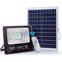 Projecteur solaire LED 300 W avec panneau solaire, projecteurs solaires d'extérieur à intensité variable avec télécommande, plus Offre exclusive