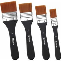 Brushes - Acrylic Paint Brushes - Flat Nylon Bristle - Ergonomic Wooden Handle - For Canvas Wall Furniture Paint - Set Of 4 (20 mm 30 mm 40 mm 50 mm)