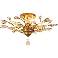 Lustre semi-encastré doré – 6 feux – 98x30 cm – Lumière blanche – Vintage – Chambre
