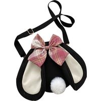 Rabbit Ear Crossbody Bag Summer Oxford Cloth Lovely Bowknot Crossbody Bag for Girls Black