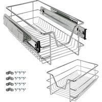 Arebos – Tiroir télescopique 30 cm – Capacité de charge 20 kg – Rail amortissant pour traction silencieuse – Pour cuisine et rangement
