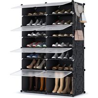 Meuble Chaussure, 7 Niveaux Rangement Chaussure 28 Paires Etagere Chaussure avec Porte, Armoire a Chaussures pour Entrée Salon Chambre, Noir