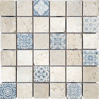 MOSAIQUE RENAISSANCE TRAVERTIN IVOIRE BLUE 1 PLAQUE 30,5 X 30,5 CM CASA LINEA