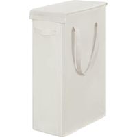 Cesto portabiancheria stretto con coperchio, grande capacità 60L, in tessuto Oxford con manici lunghi per camera da letto e bagno (beige)