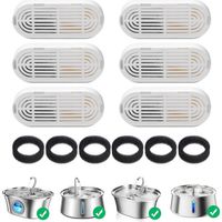 6 Packs de Filtres pour Fontaine à Eau pour Chat et 6 Packs d'Éponges de Remplacement, pour Fontaine Eau Chat en Acier Inoxydable de 3.2L