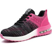 Scarpe antinfortunistiche, scarpe da lavoro con punta in acciaio, scarpe antinfortunistiche leggere e comode, scarpe da lavoro industriali con cuscino d'aria, colore: rosa, taglia 35