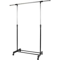 Portant à Vêtements avec Roulettes Mobile Télescopique en Acier inoxydable Hauteur et Largeur Réglables - Noir-argent