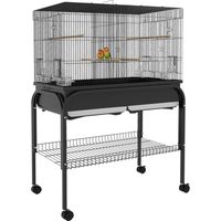 Grand cage oiseaux cage perroquet avec support roulettes pour cacatoès perruche canaris perroquet 85 x 49 x 119 cm noir