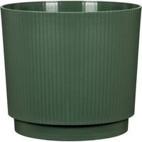 Cache-pot rotondo - GARDEN ID - Lino - Ø 25 - 7 L - H 22 cm - Verde scuro