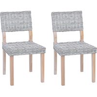 vidaXL Chaise de salle à manger 2 pcs Rattan Kubu Blanchiment