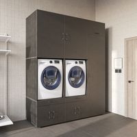 Roomart S3 Waschmaschinen-Überbauschrank 194 cm, Schwarz-Eiche