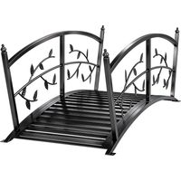 Pont métallique décoratif 1,2m pour étang avec garde-corps de sécurité noir