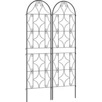 Support pour plantes grimpantes avec motif lot de 2 treillis de jardin pour vigne fleurs légumes métal 50 x 180 cm noir