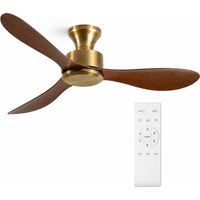 Ventilateur de plafond encastré 92 cm sans lumière, moteur DC réversible, 6 vitesses, 3 pales, Télécommande, Noyer et bronze antique