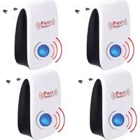 Pack de 4 Appareil Ultrason Souris - et Rats Barrage aux Insectes Repulsif à Tue Mouche Electrique Anti Puissant ultrasons rongeurs