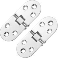 Folding Table Hinges – 2-Pack Zinc Alloy 180-Degree Round-Edge Hinges (Silver)