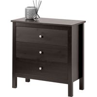 Settimino in legno Massello 3 Cassetti verniciato Nera - Dimensioni 75 x 37 x 75 h. cm