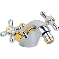 Robinet de bidet monotrou avec double levier de couleur chrome doré Gattoni Calypso 5931/RECD chromè-or