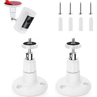 Lot de 2 supports de fixation murale pour caméra Ring Stick Up Cam, Ring Outdoor Cam Plus et Ring Indoor Cam Support mural ou de plafond orientable à 360°, sans perçage, résistant aux intempéries (bl