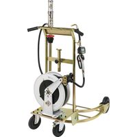 Kit mobile distribution huile enrouleur 150 bars – Pompe pneumatique R 3:1 pour fût 180-220 kg – Pistolet à compteur digital – Raasm