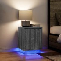 Mesillas de noche con luces LED 2 uds-Mesita de noche-Mesapara Dormitorio gris sonoma 38x34x50 cm 904886