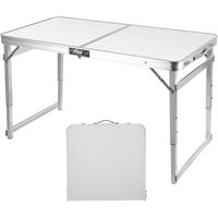 Table Pliante, Ultrixe Table de pique-nique pliable 120 x 60 x 73 cm, Hauteur réglable, Pliable avec verrouillage et poignée de transport, portable pour intérieur et extérieur, Blanc