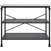 Fairmont Kitchen Island - Wood Variant/Metal - L65 x W115 x H91 cm - Marble Effect/Black - Flat Pack