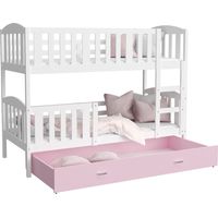 Lit Superpose Nilo 90x190 tiroir Blanc - rose