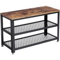 VASAGLE Panca Scarpiera, Porta Scarpe a 3 Ripiani, Scaffale con Seduta, Struttura in Metallo, per Ingresso, Soggiorno, Camera da Letto, Corridoio, Industriale, Marrone Vintage e Nero da SONGMICS