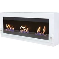 Extragroßer wandmontierter Ethanol-Kamin aus Stahl und gehärtetem Glas