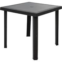 Tavolo Figaro in resina antiurto antracite effetto rattan senza incrocio 80x80x72 cm da giardino esterno